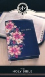 KJV Deluxe Gift Bible - Soft leather-look, printed Blue Floral with Zipper